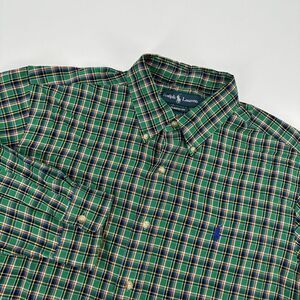 Ralph Lauren Button Down  Size L Green Blue Red Plaid Blue Polo Horse Logo